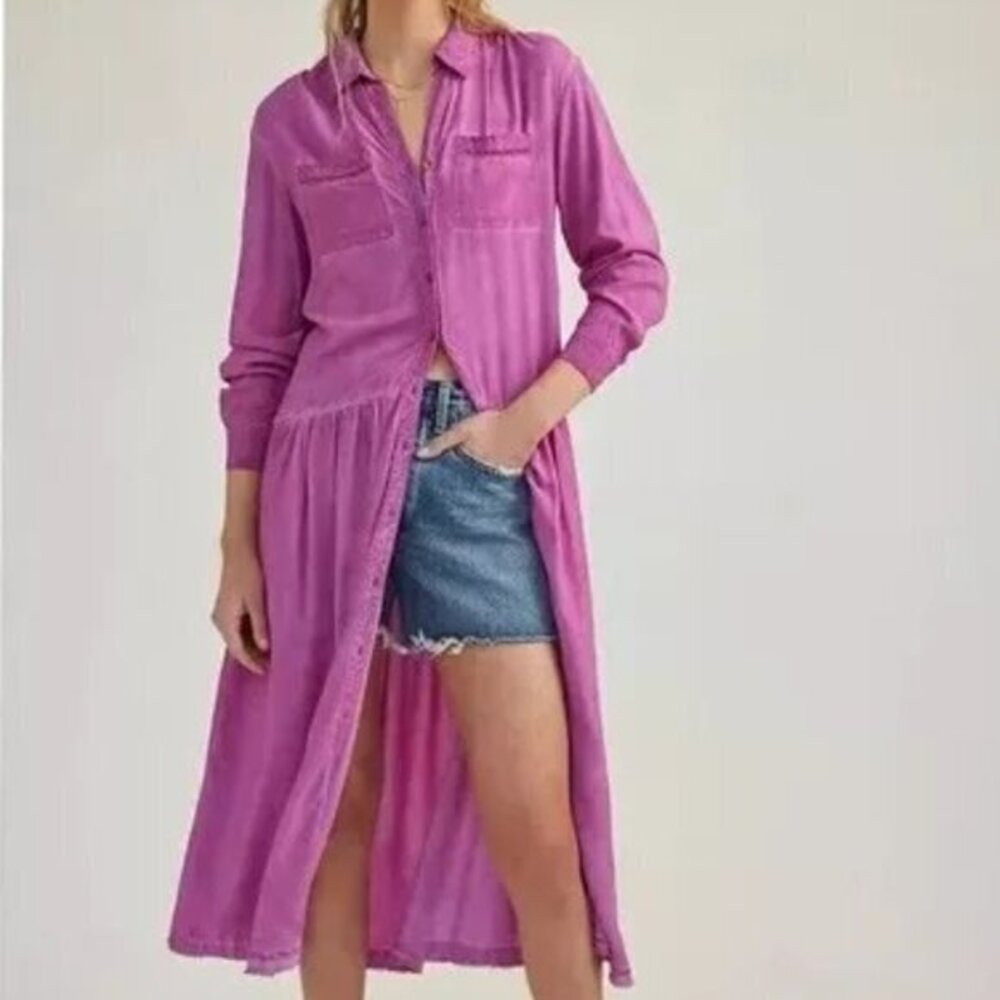 EUC Pilcro ANTHOLOGY Long Sleeve Pink Dress, outerwear, lightweight, fuchsia